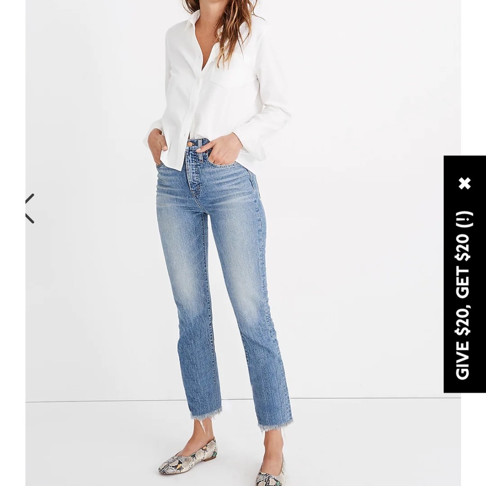 Madewell Perfect Vintage Crop Straight Jean 28 Ainsworth Wash Raw Hem